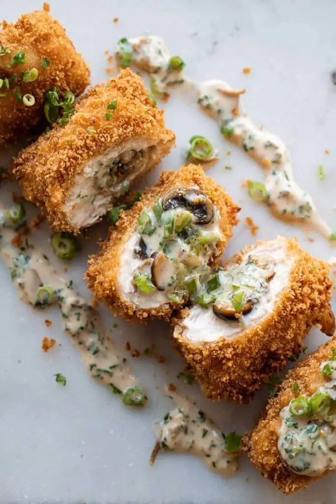 Creamy Chicken Roulade with Spinach, Mushrooms, and Alfredo Sauce Recipe