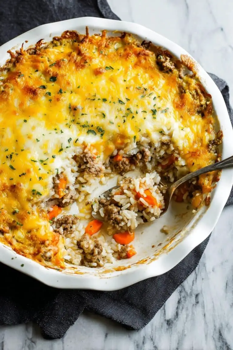 Cheesy Ground Beef Rice Casserole Recipe