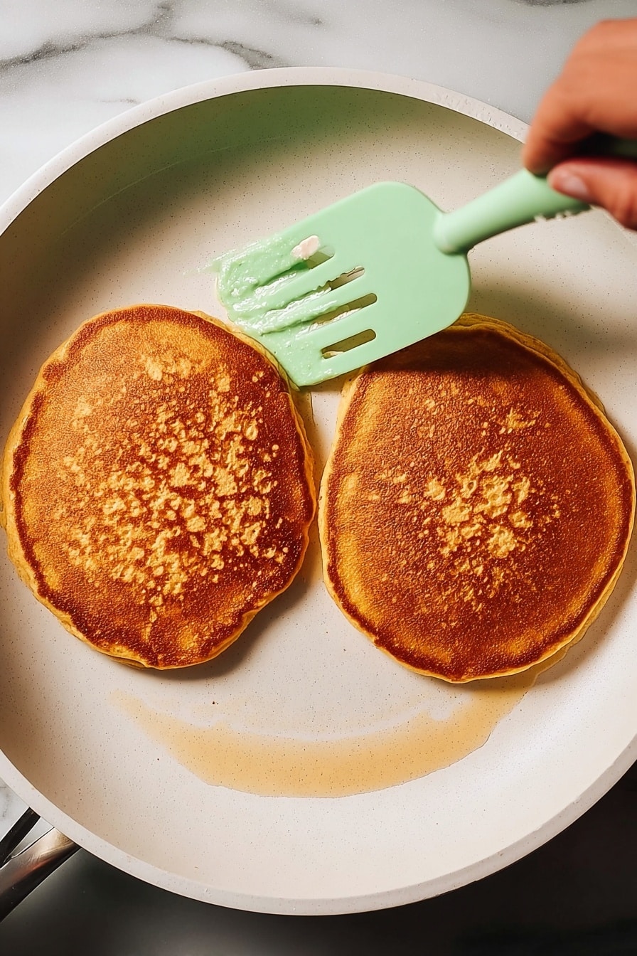 A tall stack of five thick, golden-brown pancakes with a warm, slightly textured surface sits on a white plate. On top of the stack, a dollop of melting light-yellow butter is nestled under a small pile of glossy, rich brown pecans. Amber-colored syrup is being poured, drizzling down the sides of the pancakes, creating shiny, smooth streams. A few pecans are scattered next to the base of the stack on the white plate. The whole scene is set against a white marbled background. photo taken with an iphone --ar 2:3 --v 7 - Pumpkin Pancakes, Pumpkin Pancakes Recipe, Fluffy Pumpkin Pancakes, Fall Breakfast Ideas, Pumpkin and Spice Breakfast