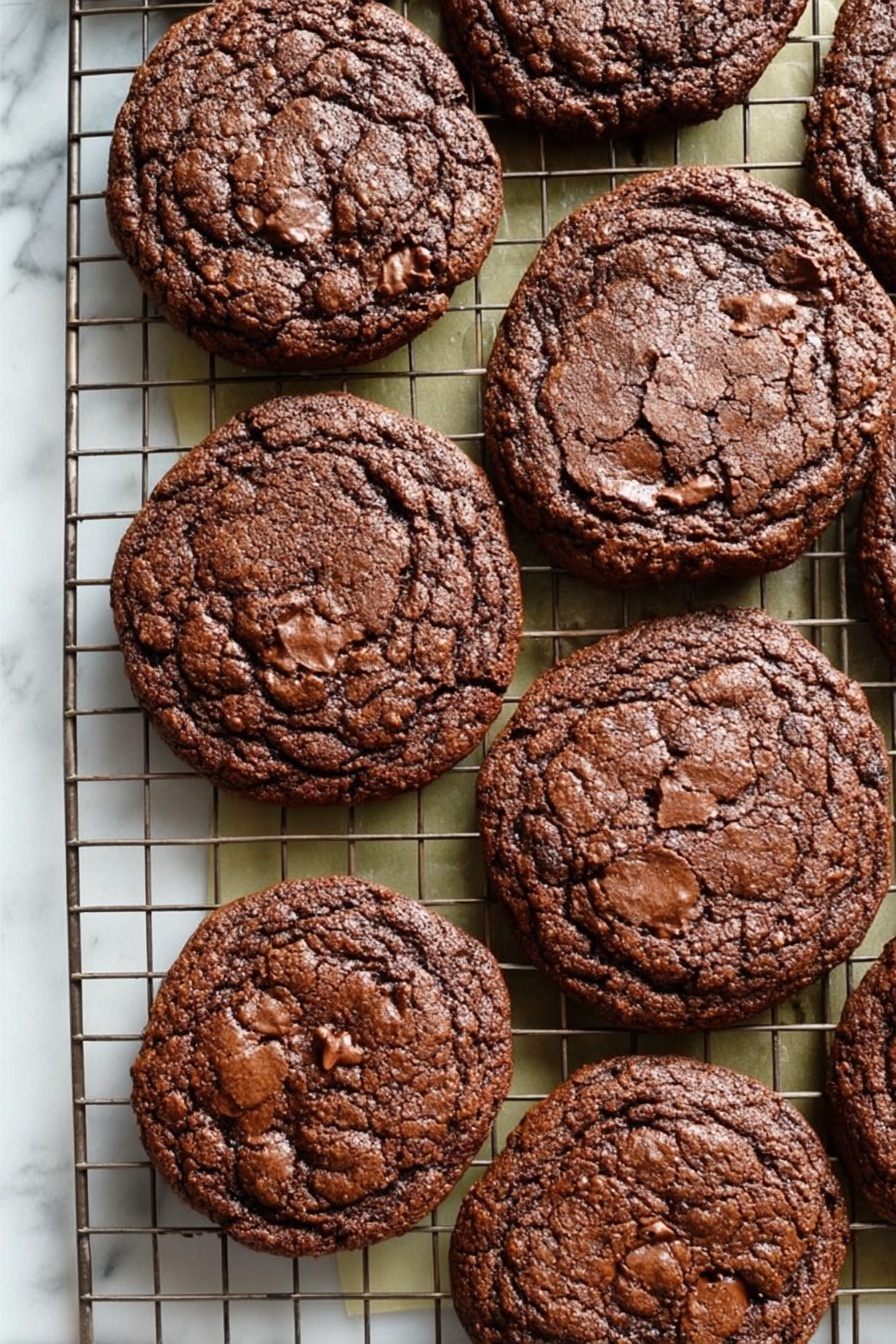 A close-up image of a woman's hand holding a stack of four dark brown chocolate cookies, each cookie looking soft and slightly cracked on the surface with a moist, rich texture inside. The cookies are stacked unevenly, showing the porous, crumbly interior of each layer. The background is plain white, creating a clean and bright look. photo taken with an iphone --ar 2:3 --v 7 - Chocolate Brownie Cookies, brownie cookies recipe, chewy chocolate cookies, fudgy cookie recipe, easy brownie cookie recipe