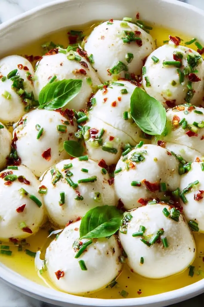 Mozzarella Bites with Basil and Red Pepper Recipe