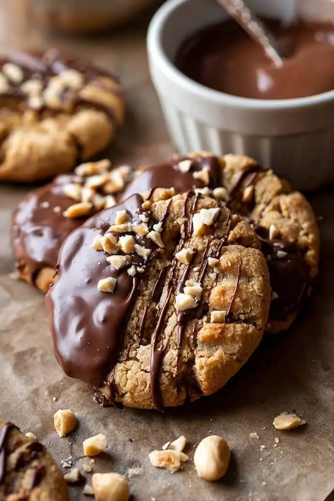 Chocolate Dipped Peanut Butter Cookies Recipe