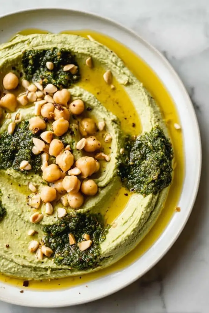 Creamy Pesto Hummus Dip Recipe