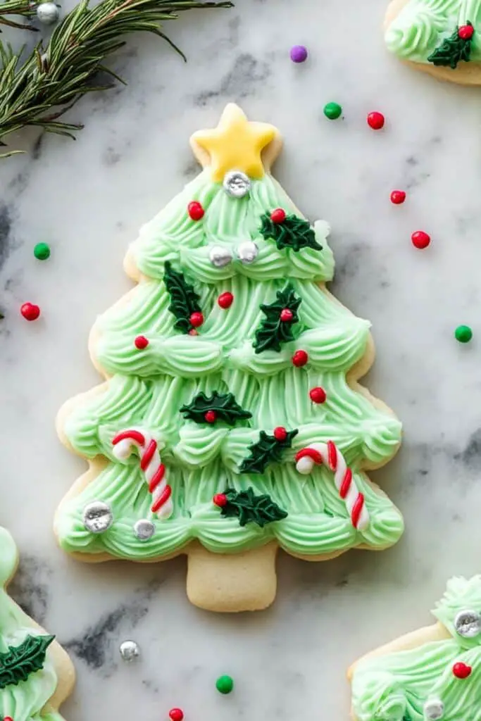 Christmas Tree Sugar Cookies with Cream Cheese Frosting Recipe