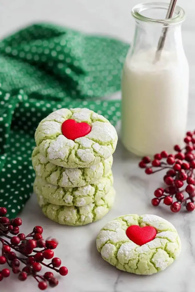 Grinch Heart Cake Mix Cookies Recipe