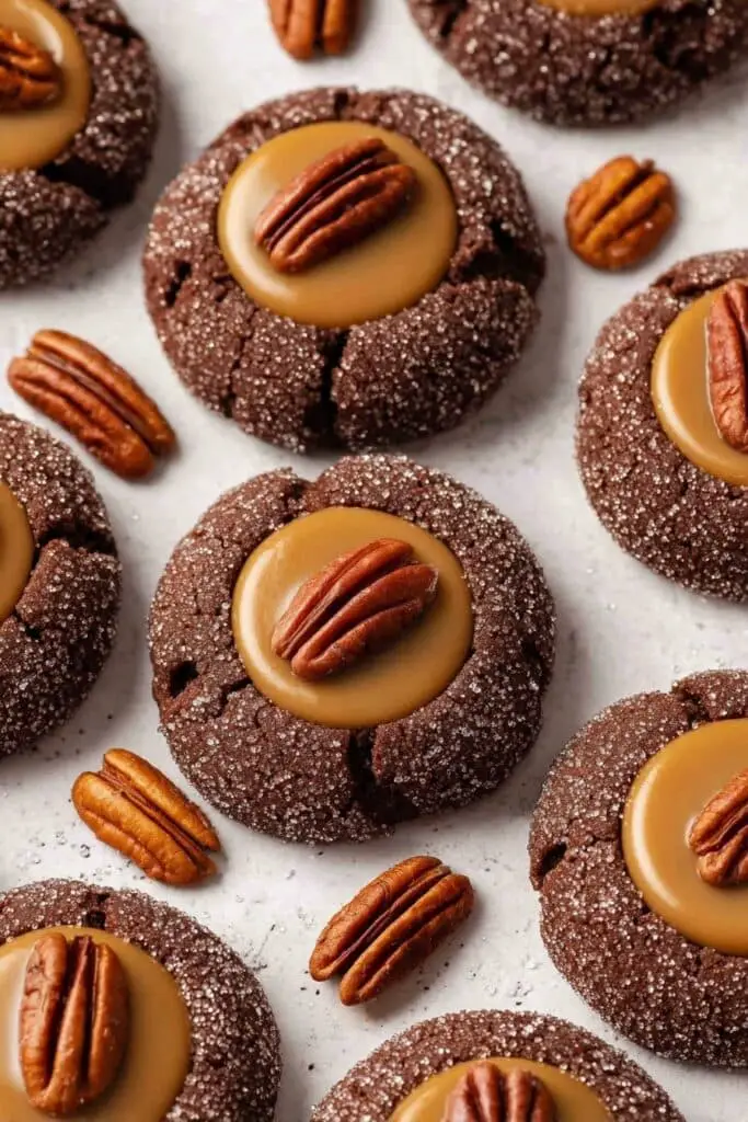 Chocolate Caramel Turtle Cookies Recipe
